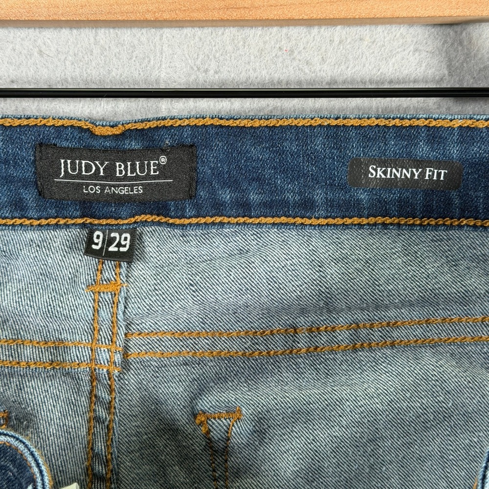 Judy Blue Womens Jeans Size 9/29 Distressed Buffalo Plaid Patch Skinny - Picture 11 of 13
